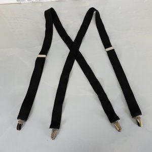 PELICAN Suspender Mens Silver‎ Black Clip On Adjustable Strap Stretch X Back USA